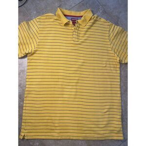 Chaps Denim XL/TG Polo Shirt‎ YellowStripes Golf Wear 100% Cotton